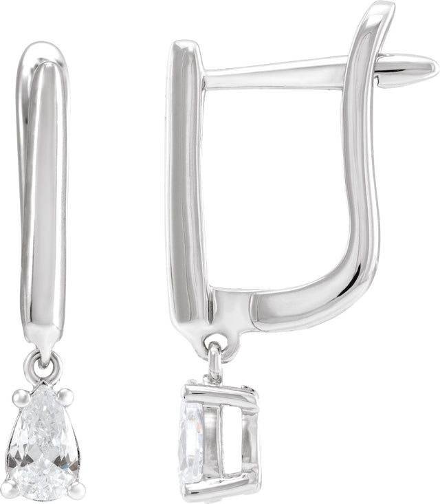 14K Gold Pear Lab-Grown Diamond Earrings - White Gold