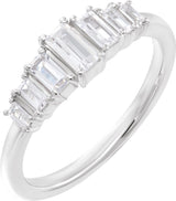 14K Gold Straight Baguette Lab-Grown Diamond Ring - White Gold
