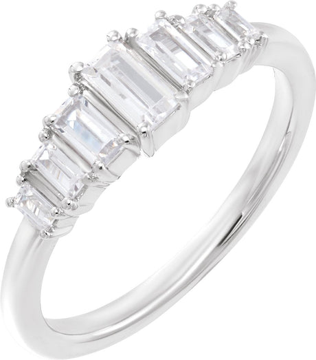14K Gold Straight Baguette Lab-Grown Diamond Ring - White Gold