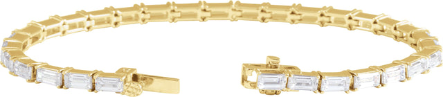 14K Gold Straight Baguette Lab-Grown Diamond Line Bracelet - Yellow Gold - view 3