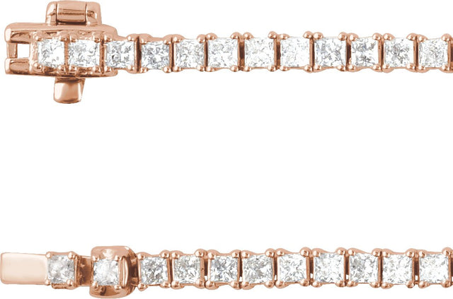 14K Gold Square Lab-Grown Diamond Line Necklace - Rose Gold - view 3