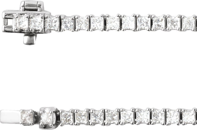 14K Gold Square Lab-Grown Diamond Line Necklace - White Gold - view 3