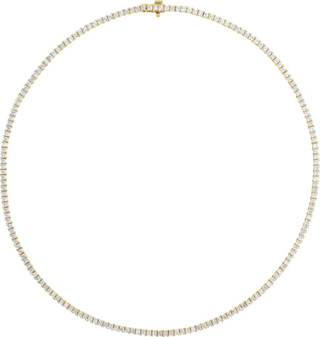 14K Gold Square Lab-Grown Diamond Line Necklace - Yellow Gold