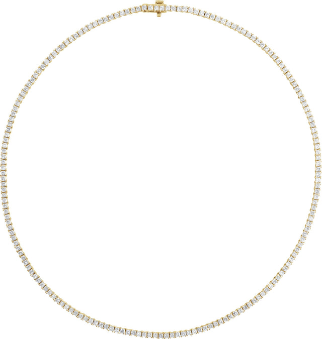 14K Gold Square Lab-Grown Diamond Line Necklace - Yellow Gold