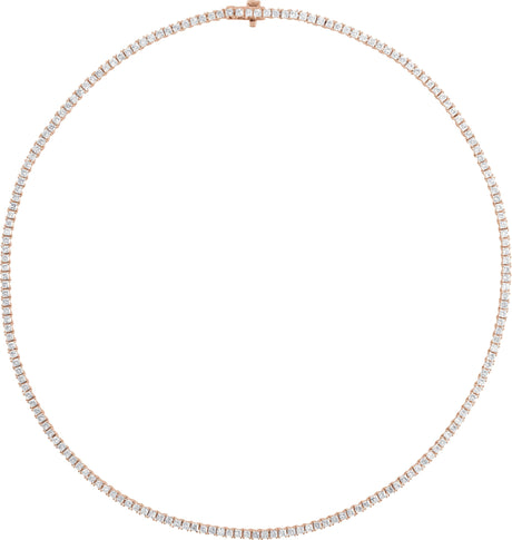 14K Gold Square Lab-Grown Diamond Line Necklace - Rose Gold