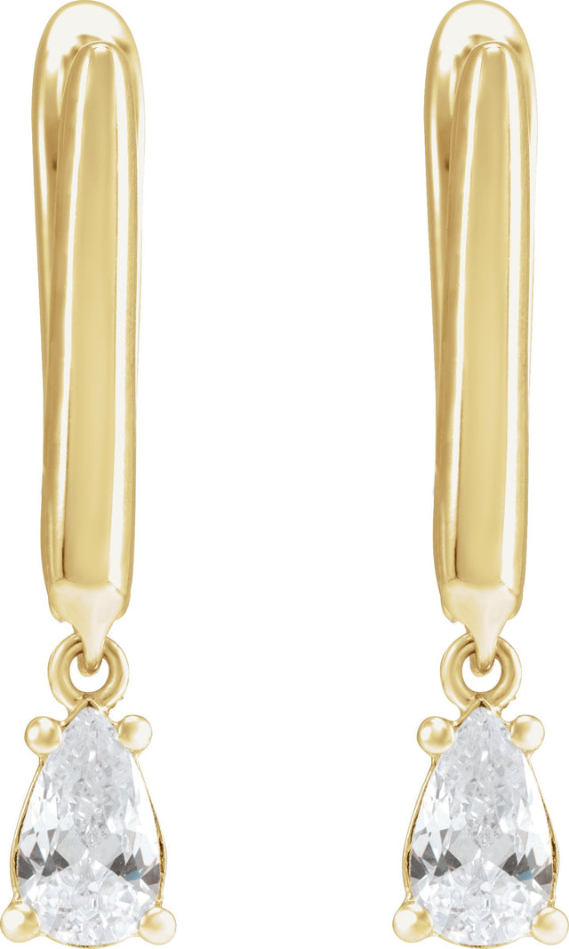 14K Gold Pear Lab-Grown Diamond Earrings - Yellow Gold - view 3