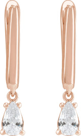 14K Gold Pear Lab-Grown Diamond Earrings - Rose Gold - view 3