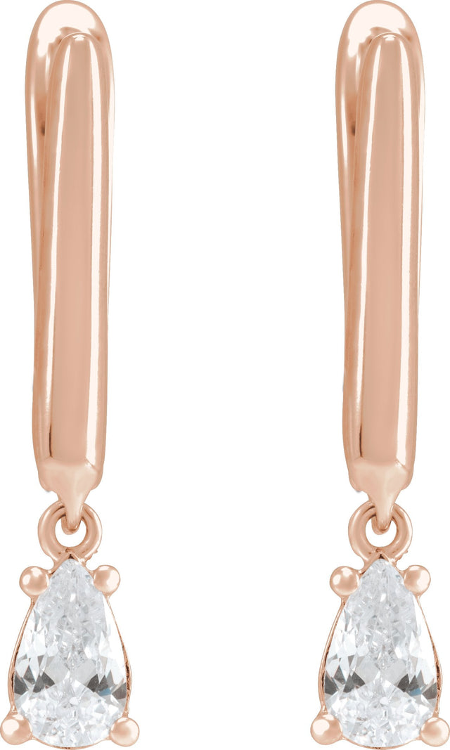 14K Gold Pear Lab-Grown Diamond Earrings - Rose Gold - view 3