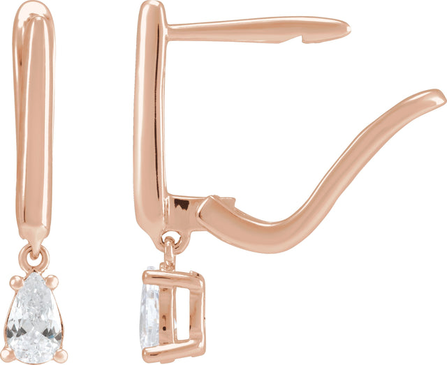 14K Gold Pear Lab-Grown Diamond Earrings - Rose Gold