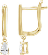 14K Gold Pear Lab-Grown Diamond Earrings - Yellow Gold