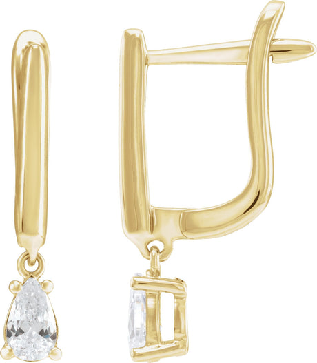 14K Gold Pear Lab-Grown Diamond Earrings - Yellow Gold
