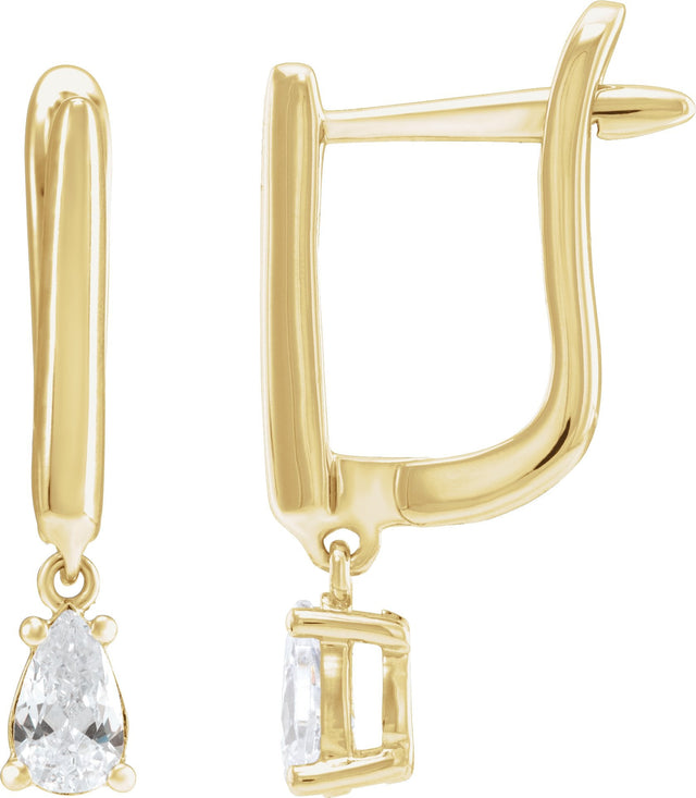 14K Gold Pear Lab-Grown Diamond Earrings - Yellow Gold