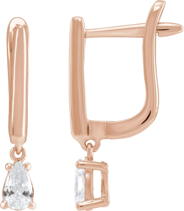 14K Gold Pear Lab-Grown Diamond Earrings - Rose Gold - view 2
