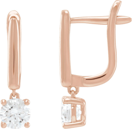14K Gold Round Lab-Grown Diamond Earrings – 4-5mm Stones - Rose Gold