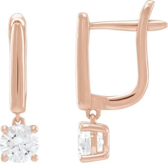 14K Gold Round Lab-Grown Diamond Earrings – 4-5mm Stones - Rose Gold