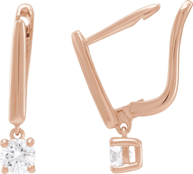 14K Gold Round Lab-Grown Diamond Earrings – 4-5mm Stones - Rose Gold - view 2