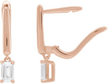 14K Gold Emerald Lab-Grown Diamond Earrings - Rose Gold - view 2