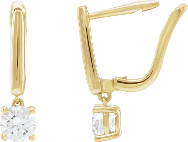 14K Gold Round Lab-Grown Diamond Earrings – 4-5mm Stones - Yellow Gold - view 2