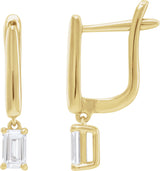 14K Gold Emerald Lab-Grown Diamond Earrings - Yellow Gold