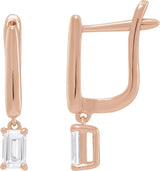 14K Gold Emerald Lab-Grown Diamond Earrings - Rose Gold