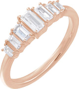 14K Gold Straight Baguette Lab-Grown Diamond Ring - Rose Gold