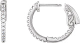 14K Gold Round Lab-Grown Diamond Inside-Outside Hoop Earrings - White Gold - view 6