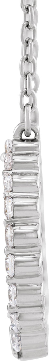 14K Gold Round Natural Diamond Graduated Circle Necklace - White Gold - view 4
