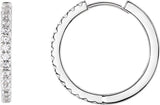 14K Gold Round Lab-Grown Diamond Hoop Earrings - White Gold