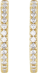 14K Gold Round Lab-Grown Diamond Hoop Earrings - Yellow Gold - view 2