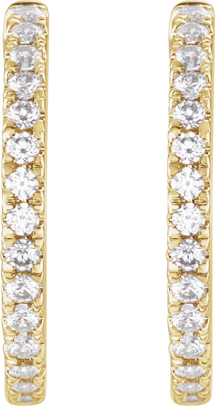 14K Gold Round Lab-Grown Diamond Hoop Earrings - Yellow Gold - view 2