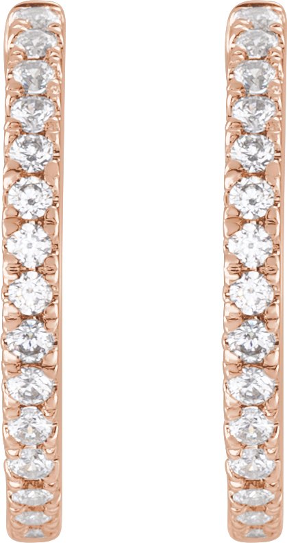 14K Gold Round Lab-Grown Diamond Hoop Earrings - Rose Gold - view 2