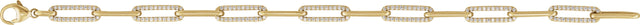14K Gold Round Lab-Grown Diamond Accented Link Bracelet - Yellow Gold - view 6