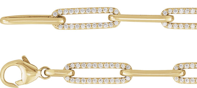 14K Gold Round Natural Diamond Accented Link Bracelet II - Yellow Gold - view 5