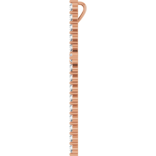 14K Gold Round Lab-Grown Diamond Accented Cross Necklace or Pendant – up to 1/6 CTW - Rose Gold - view 6