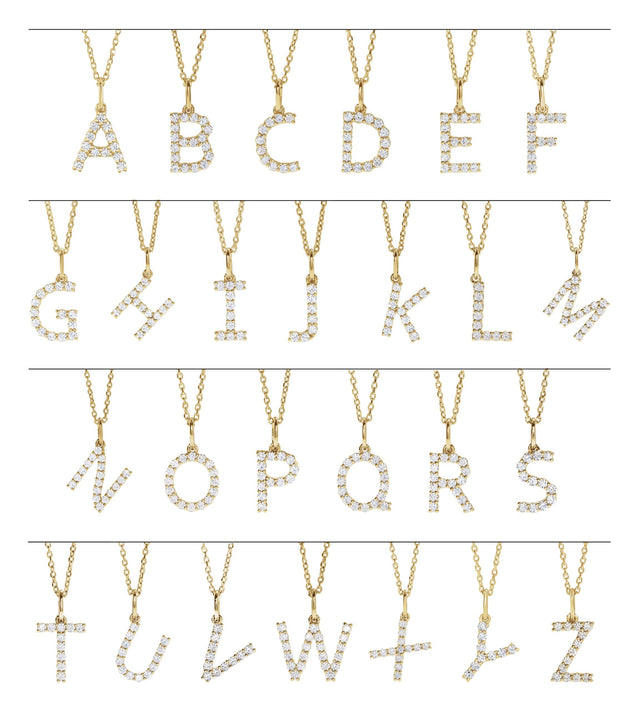 14K Gold Round Lab-Grown Diamond Accented Initial Necklace – up to 1/8 CTW - Rose Gold - view 5