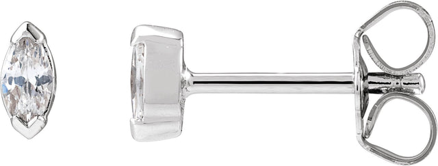 14K Gold Marquise Lab-Grown Diamond Stud Earrings - White Gold