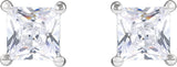 14K Gold Square Lab-Grown Diamond Stud Earrings - White Gold - view 2