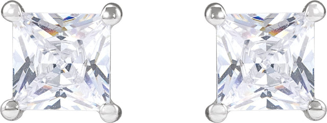 14K Gold Square Lab-Grown Diamond Stud Earrings - White Gold - view 2