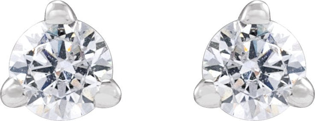 14K Gold Round Lab-Grown Diamond Stud Earrings - White Gold - view 2