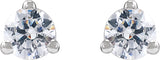 14K Gold Round Lab-Grown Diamond Stud Earrings - White Gold - view 2