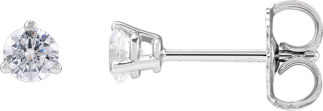 14K Gold Round Lab-Grown Diamond Stud Earrings - White Gold