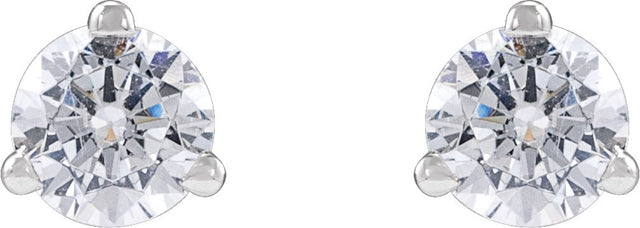 14K Gold Round Lab-Grown Diamond Stud Earrings - White Gold - view 2