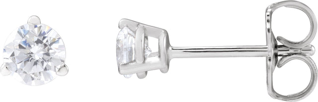 14K Gold Round Lab-Grown Diamond Stud Earrings - White Gold