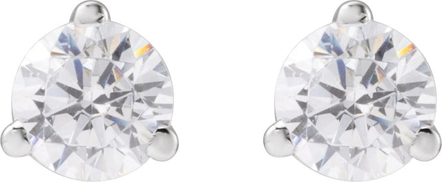 14K Gold Round Lab-Grown Diamond Stud Earrings - White Gold - view 2