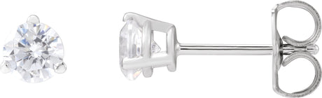 14K Gold Round Lab-Grown Diamond Stud Earrings - White Gold