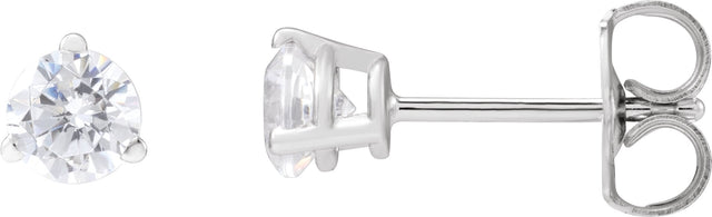 14K Gold Round Lab-Grown Diamond Stud Earrings - White Gold