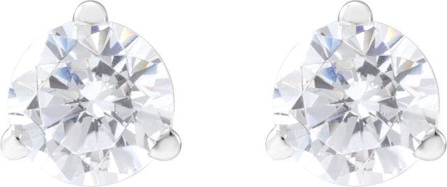 14K Gold Round Lab-Grown Diamond Stud Earrings - White Gold - view 2