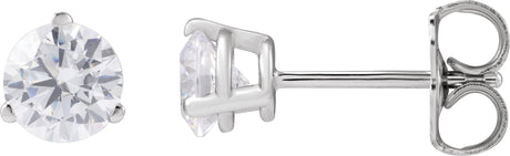 14K Gold Round Lab-Grown Diamond Stud Earrings - White Gold