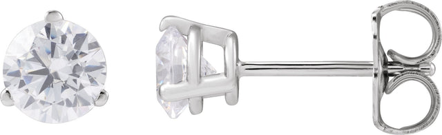 14K Gold Round Lab-Grown Diamond Stud Earrings - White Gold