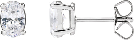 14K Gold Oval Lab-Grown Diamond Stud Earrings - White Gold